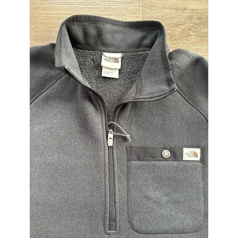 The North Face GORDON LYONS 1/4 Zip Sweater Knit Fleece Jacket‎ Black Size L EUC